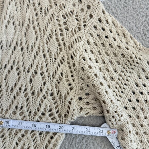 Daytrip Cardigan Sweater Open Knit Crochet Belted Boho Layering - Picture 5 of 7